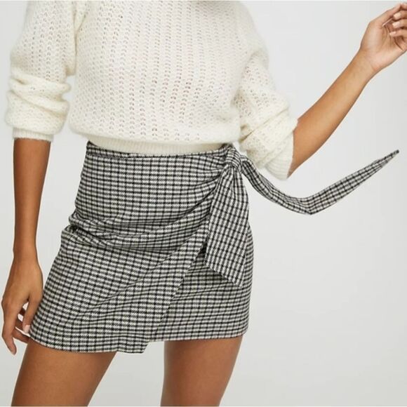 Wilfred Wrap-Front Skirt beige houndstooth check Size 0 - Picture 2 of 14